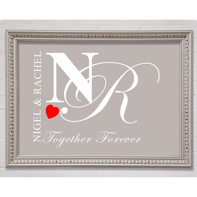 Your Names And Initials Together Forever - Wrapped Canvas Print East Urban Home Colour: Beige, Format: White Framed Paper, Size: 60cm H x 84cm W x 3cm on Productcaster.