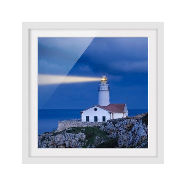 Lighthouse at Far De Capdepera - Picture Photograph Print on Paper East Urban Home Rahmenoptionen: Matt white, Size: 70cm H x 70cm W on Productcaster.