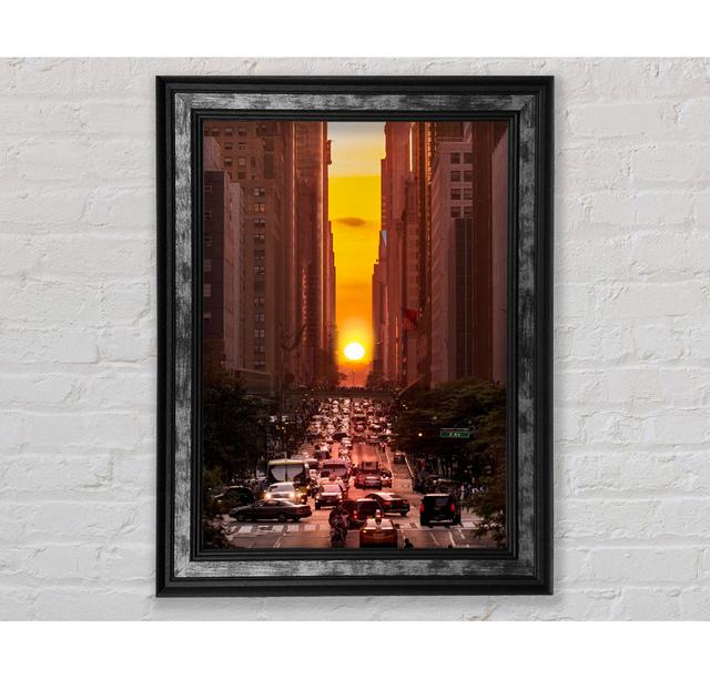 Sunset Through The Streets Of NYC - Print Ebern Designs Size: 142.2cm H x 84.1cm W x 8cm D on Productcaster.