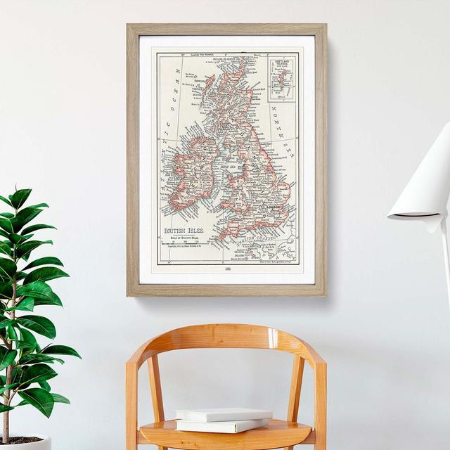 Vintage Map of the British Isles - Picture Frame Graphic Art Print East Urban Home Size: 76cm H x 50cm W x 2cm D, Frame Option: Oak on Productcaster.