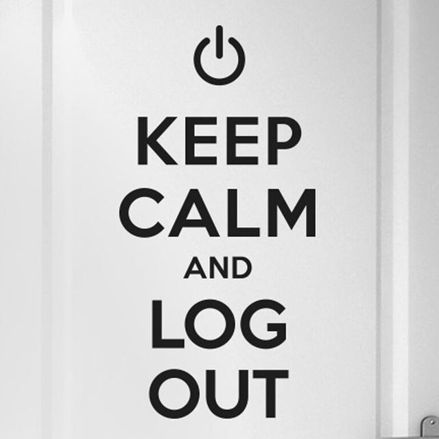 Keep Calm and Log Out Door Room Wall Sticker Happy Larry Colour: Black on Productcaster.