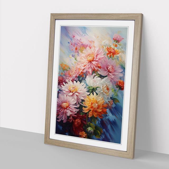 Chrysanthemums Action No.3 - Single Picture Frame Art Prints on Wood Marlow Home Co. Format: Oak Framed, Size: 34cm H x 25cm W x 2cm D on Productcaster.