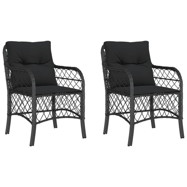 Loungesessel Bhandary mit Polster (Set of 2) Marlow Home Co. Rahmenfarbe: Schwarz, Farbe des Kissens: Schwarz on Productcaster.