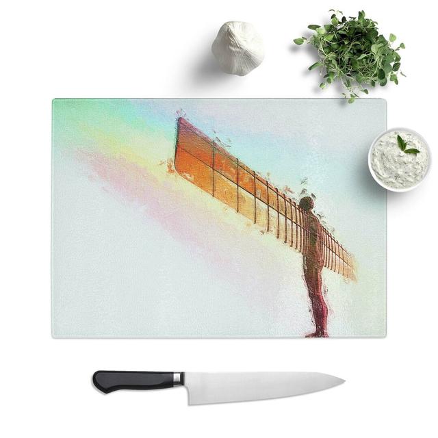 Tempered Glass Rainbow on the Angel of the North Chopping Board East Urban Home Size: 28.5 cm W x 20 cm L on Productcaster.