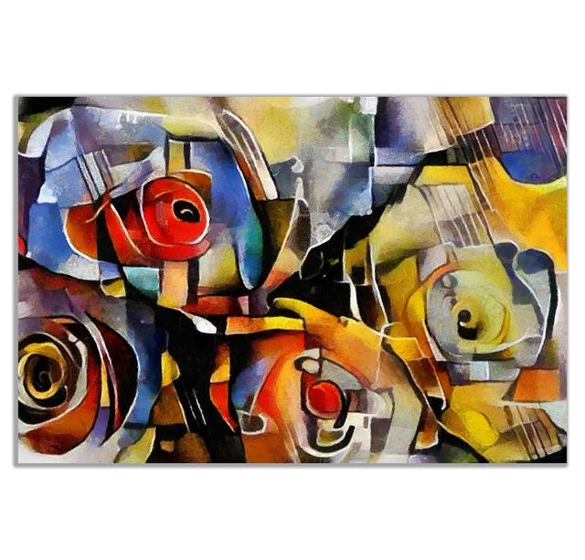 Modern Flower Cubism Style Canvas Wall Art Picture Print Panther Print Size: 41cm H x 61cm W on Productcaster.