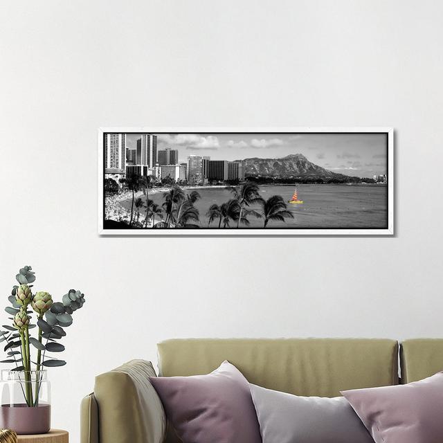 Waikiki Beach, Honolulu, Hawaii, USA Color Pop by Panoramic Images - Panoramic Gallery-Wrapped Canvas Giclée on Canvas Beachcrest Home Format: White F on Productcaster.