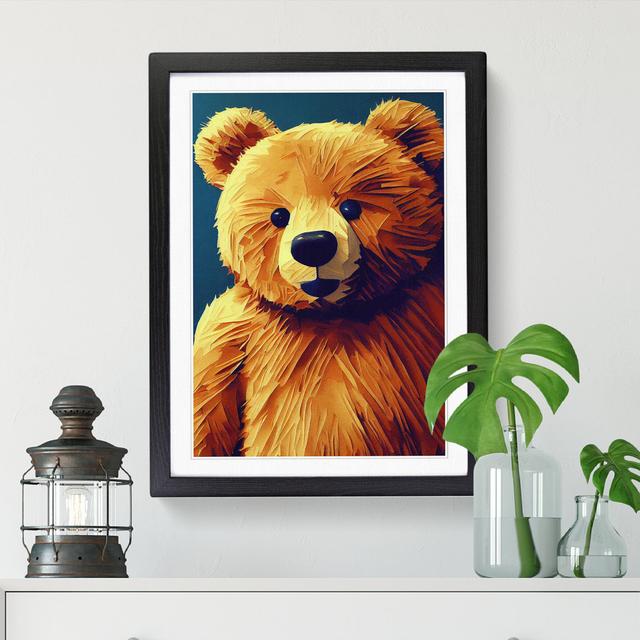 Teddy Bear - Single Picture Frame Print Harriet Bee Size: 64cm H x 46cm W x 2cm D, Frame Option: Oak on Productcaster.