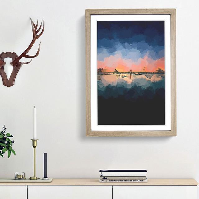 Standing Beneath the Moon in Abstract - Picture Frame Graphic Art Print East Urban Home Size: 48cm H x 36cm W x 2cm D, Frame Option: Oak Framed on Productcaster.