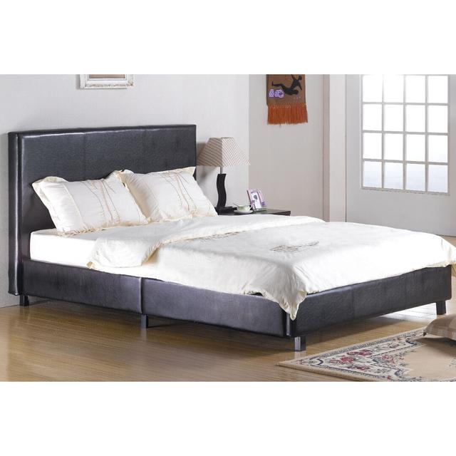 Zavier Upholstered Bed Frame Ivy Bronx Colour: Black, Size: Kingsize (5') on Productcaster.