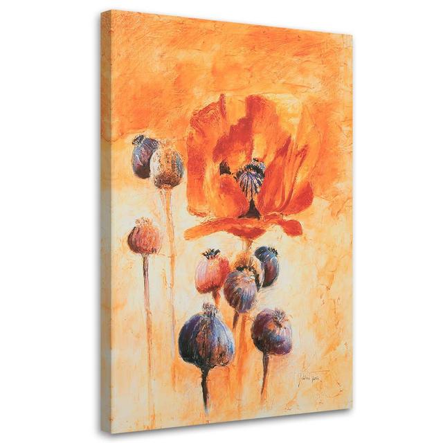 Canvas Print, Poppies In Bloom - Hand-Painted 15987 Rosalind Wheeler Size: 120cm H x 80cm W x 2cm D on Productcaster.