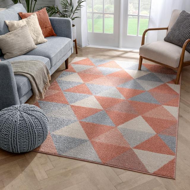 Rug in Blush with Geometric Pattern by Hashtag Home, Rug Size: Rectangle 120 x 160cm on Productcaster.