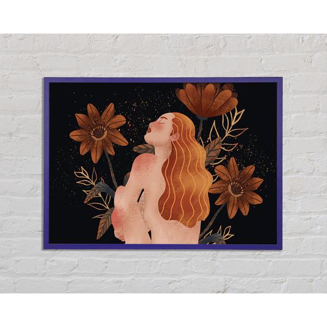 Red Haired Girl Floral - Print Ophelia & Co. Size: 21cm H x 29.7cm W x 2cm D, Format: Purple Framed Paper on Productcaster.