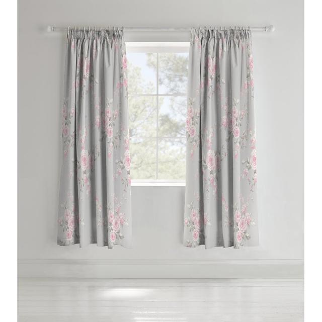 Canterbury Floral Lined Eyelet Curtains (Set of 2) Catherine Lansfield Colour: Grey on Productcaster.