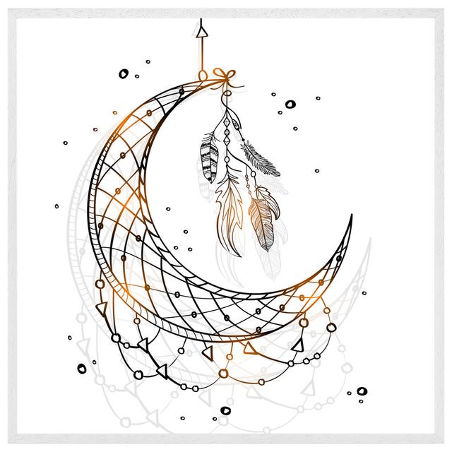 Dream Catcher With Crescent Moon Picture Frame Latitude Vive Frame Colour: White, Size: 41cm H x 41cm W x 4cm D on Productcaster.