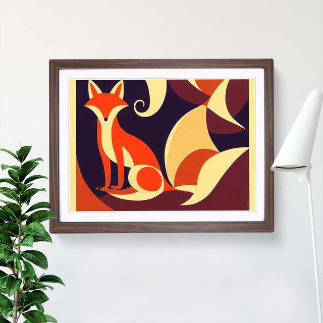 Fox Nouveau Abstract - Single Picture Frame Painting Metro Lane Frame Colour: Walnut, Size: 46cm H x 64cm W x 2cm D on Productcaster.