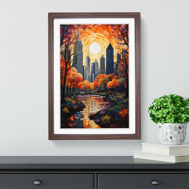 Central Park Futurismus - Einzelner Bilderrahmen Kunstdrucke auf Holz Marlow Home Co. Format: Rahmen aus Walnussholz, Größe: 64cm H x 46cm B x 2cm T on Productcaster.