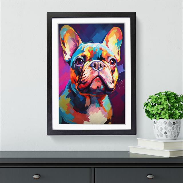 French Bulldog Modern - Single Picture Frame Print on Wood Marlow Home Co. Format: Black Framed, Size: 64cm H x 46cm W on Productcaster.