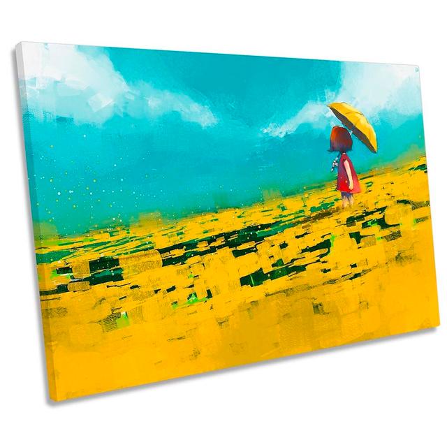 Yellow Umbrella Girl - Wrapped Canvas Print Rosalind Wheeler Size: 50.8cm H x 76.2cm W x 2cm D on Productcaster.