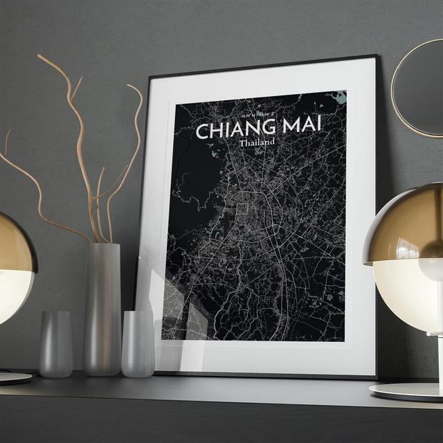 Chiang Mai City Map in Midnight - Graphic Art Print on Paper Borough Wharf Size: 27.6cm H x 19.7cm W x 0.05cm D on Productcaster.