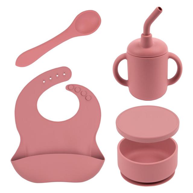 Tiny Dining - Baby Silicone Suction Weaning Set - 4pc (Set of 4) Tiny Dining Colour: Pink on Productcaster.