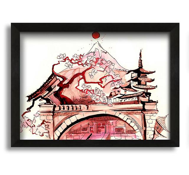 Chinese Cherry Blossom Temple - Picture Frame Painting on Canvas Ophelia & Co. Size: 30cm H x 42cm W x 10cm D on Productcaster.