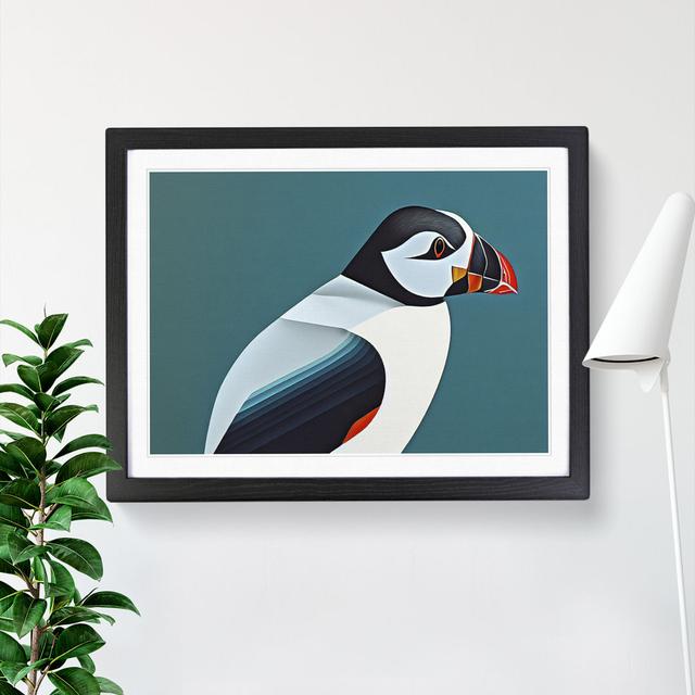 Magnificent Puffin Bird - Picture Frame Painting 17 Stories Size: 46cm H x 64cm W x 2cm D, Frame Colour: Black on Productcaster.