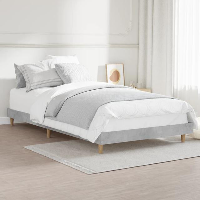 17 Stories Bed Frame Sonoma Oak 75X190 Cm Engineered Wood 17 Stories Size: Single (3'), Colour: Concrete Grey on Productcaster.