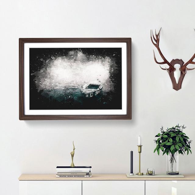 Boat Upon Granges River In India Paint Splash - Picture Frame Graphic Art East Urban Home Frame Option: Walnut Framed, Size: 33cm H x 45cm W x 2cm D on Productcaster.