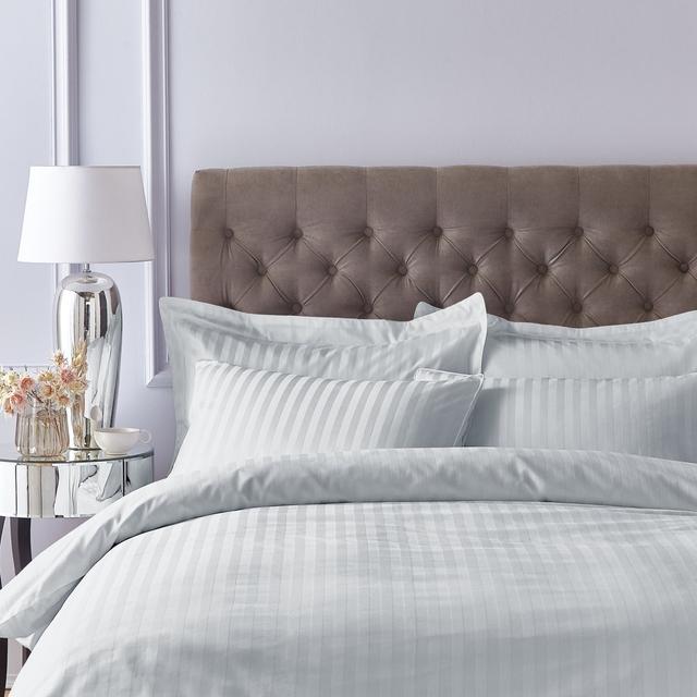 300 Thread Count Cotton Satin Stripe Oxford Pillowcase Pair Bianca Cotton Colour: Silver on Productcaster.