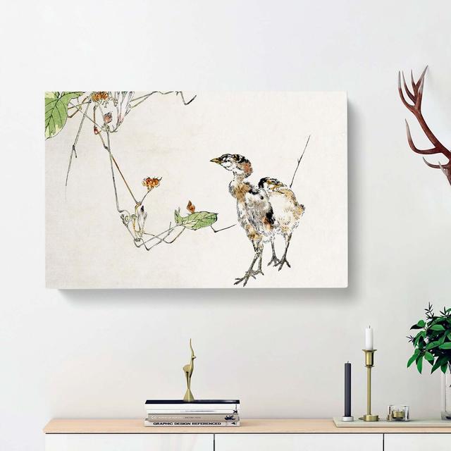 Wild Ducklings by Watanabe Seitei - Wrapped Canvas Painting Print East Urban Home Size: 60cm H x 91cm W x 3cm D on Productcaster.