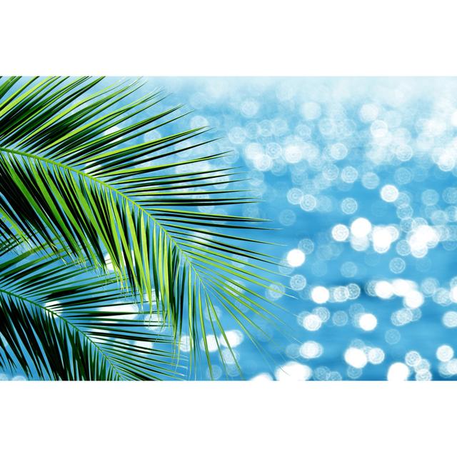 Palm Tree Leaves And Sea by Imagedepotpro - No Frame Art Prints on Canvas Beachcrest Home Size: 20cm H x 30cm W on Productcaster.