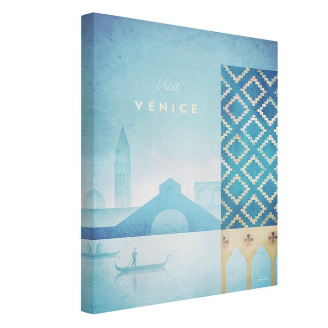 Travel Poster - Venice - Wrapped Canvas Graphic Art Rosalind Wheeler Size: 40cm H x 30cm W, Format: 330g/m² recycled canvas on Productcaster.