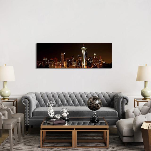 Seattle Skyline Cityscape (Night) - Wrapped Canvas Panoramic Photograph Brayden Studio Size: 50.8cm H x 152.4cm W x 1.91cm D on Productcaster.