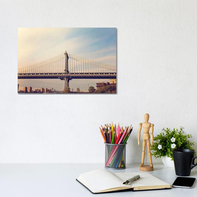 Manhattan Bridge by Ann Hudec - Wrapped Canvas Graphic Art Ebern Designs Size: 20.32cm H x 30.48cm W x 1.905cm D on Productcaster.