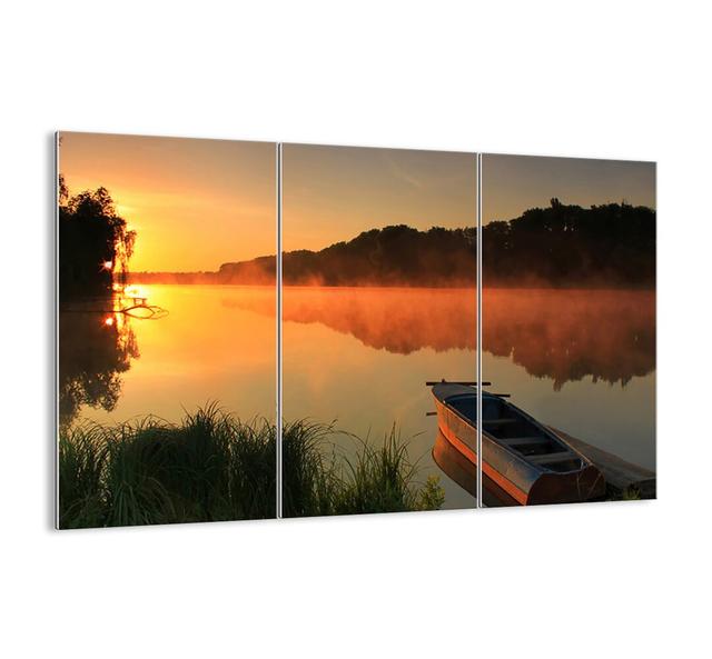 Sunrise over the Water Like a Mirror - 3 Piece Unframed Photograph Print Set on Glass Ebern Designs Size: 110cm H x 165cm W x 1.8cm D on Productcaster.