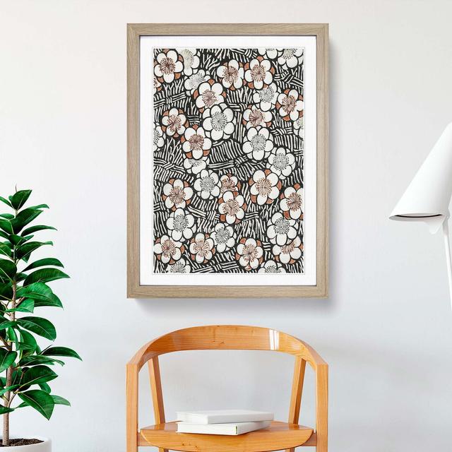 Floral Pattern by Watanabe Seitei - Picture Frame Graphic Art Print East Urban Home Size: 76cm H x 50cm W x 2cm D, Frame Option: Oak on Productcaster.