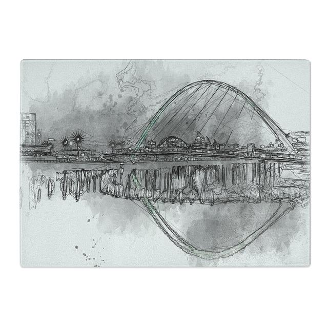 Tempered Glass Gateshead Millennium Bridge Sketch Chopping Board East Urban Home Size: 20 cm x 28.5 cm on Productcaster.