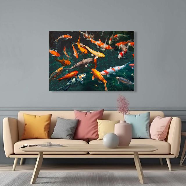 Teich mit Koi-Fischen von Teo Rizzardi - Kunstdrucke auf Leinwand Sansibar Home Größe: 70 cm H x 100 cm B x 4 cm T on Productcaster.