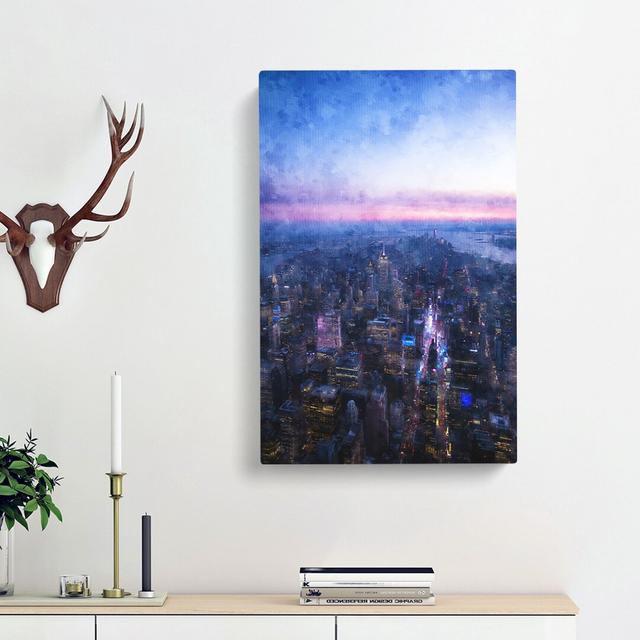 Sunset in Manhattan New York - Wrapped Canvas Painting Print East Urban Home Size: 50cm H x 35cm W x 3cm D on Productcaster.