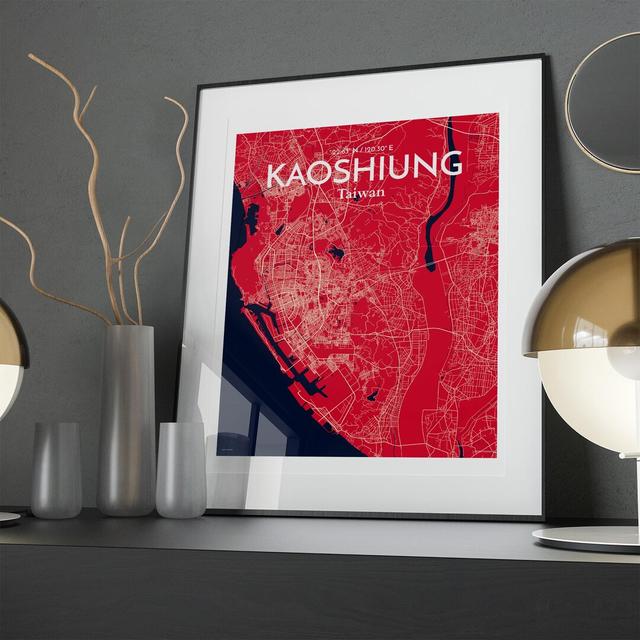 Kaoshiung City Map In Nautical - No Frame Print Borough Wharf Size: 20cm H x 16cm W x 0.05cm D on Productcaster.