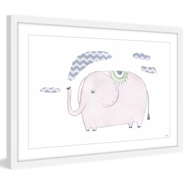 'Puffing Elephant II' Framed Watercolour Painting Print East Urban Home Size: 61cm H x 91cm W x 3.81cm D on Productcaster.