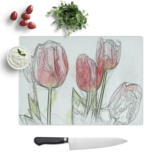 Tempered Glass Beautiful Tulips Chopping Board East Urban Home Size: 28.5 cm W x 20 cm L on Productcaster.