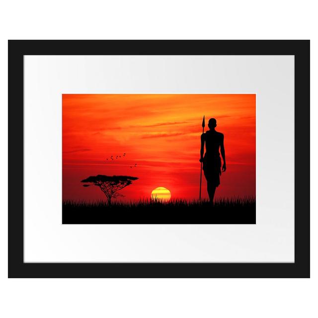 Gerahmtes Poster Roter Sonnenuntergang in Afrika East Urban Home Größe: 30 cm H x 38 cm B on Productcaster.