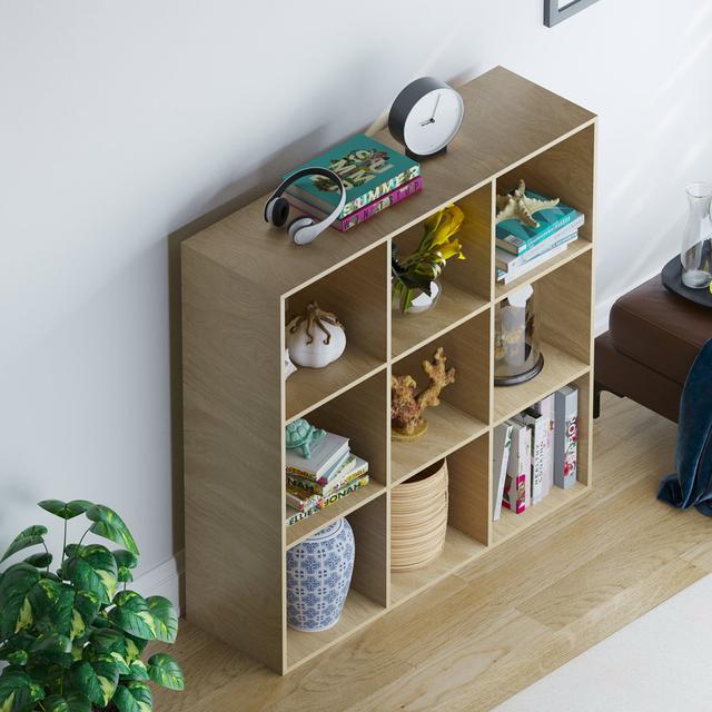 Oreland Bookcase Wade Logan Colour: Oak, Size: 96.5cm H x 96.5cm W x 29cm D on Productcaster.