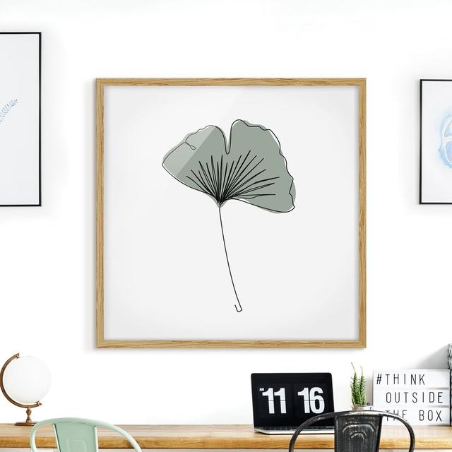 Gingko Leaf Line Art - Picture Frame Graphic Art ClassicLiving Size: 70cm H x 70cm W x 2cm D, Matte Colour: No Matte, Format: Brown on Productcaster.