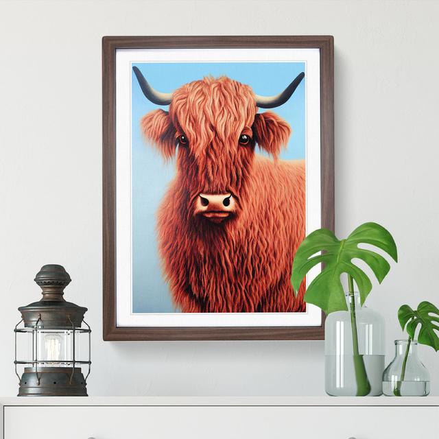 Curious Highland Cow - Picture Frame Graphic Art Natur Pur Size: 46cm H x 34cm W x 2cm D, Frame Colour: Brown Framed on Productcaster.