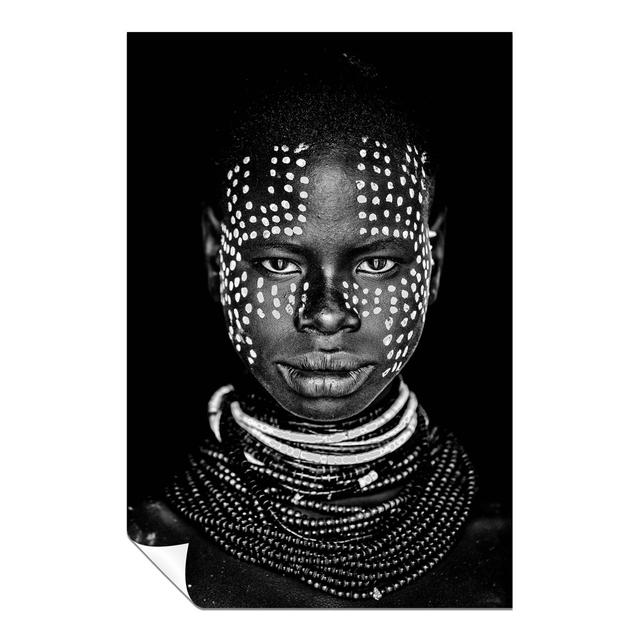 Woman In Dotted Face Paint Portrait Artistic - No Frame Print Panther Print Size: 91cm H x 61cm W on Productcaster.