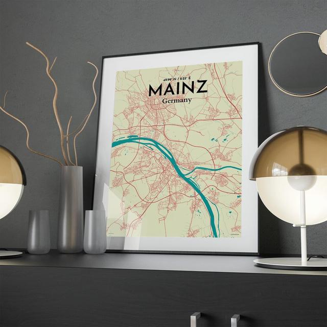 Mainz City Map In Tricolour - No Frame Print Borough Wharf Size: 24cm H x 18cm W x 0.05cm D on Productcaster.