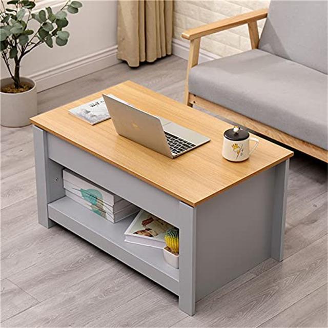 Artechworks Lift Top Extendable Sled Coffee Table with Storage Artechworks Table Base Colour: Oak/Grey on Productcaster.