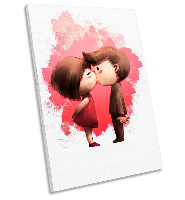 Love Heart Kiss Red Valentines - Wrapped Canvas Painting Happy Larry Size: 45.7cm H x 30.5cm W x 2cm D on Productcaster.